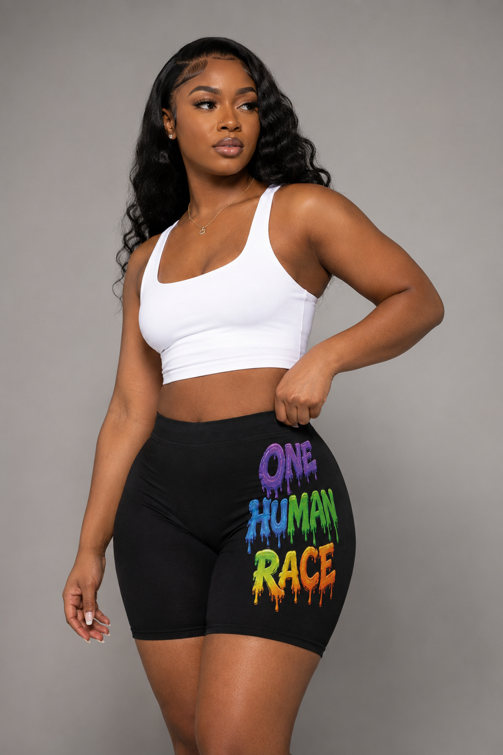 One Human Race - Women's Biker Shorts (AOP)