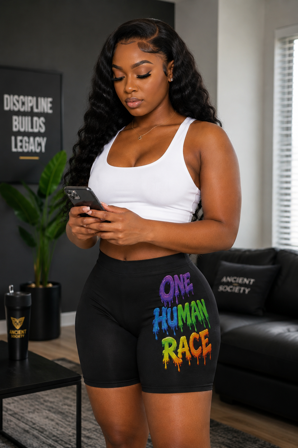One Human Race - Women's Biker Shorts (AOP)